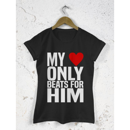 Koszulki dla par zakochanych komplet 2 szt My heart only beats for him her
